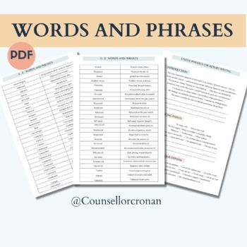 Preview of Therapist words and phrases report writing, case manager notes, Verbiage