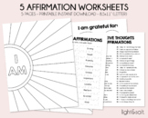 Therapy Affirmation Worksheets, Daily self-care, Mental He
