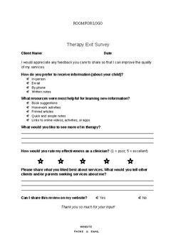 Preview of Therapy Exit Survey