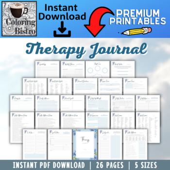 Preview of Therapy Journal Worksheets Mental Health Pages Self-care Journal Prompts PDF