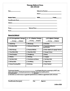 Preview of Therapy Referral Form