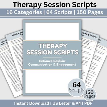 Preview of Therapy Scripts 64 Detailed Scripts, Therapist Office Cheat Sheets