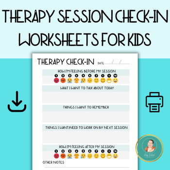 Preview of Therapy Session Check-in Worksheet for kids, Before Session, After Session