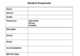 Therapy Student Snapshots Template