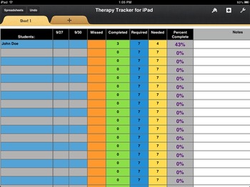 Preview of Therapy Visits Tracker for iPad (iWork-Numbers)