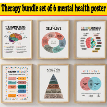 Preview of Therapy bundle set of 6 mental health poster, therapy office decor
