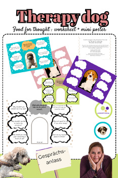 Preview of Therapy dog | Food for thought | Worksheet + mini poster
