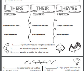 Preview of There, Their, They're Practice & Notes-Perfect for Interactive Notebook