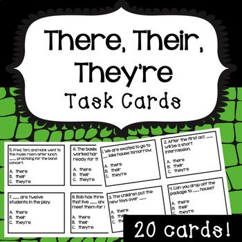 Preview of There, Their, They're Task Cards Grammar