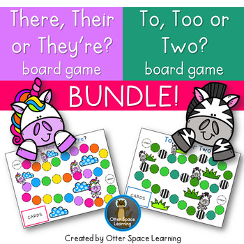 Preview of There, Their or They're? AND To, Two or Two? Board Game BUNDLE!