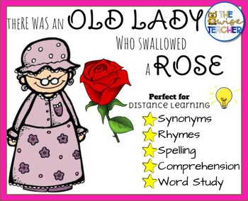 Preview of There Was An Old Lady Who Swallowed A Rose Reading Comprehension Digital