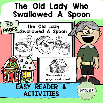 Preview of There Was An Old Lady Who Swallowed A Spoon, Winter Book Companion, Gingerbread