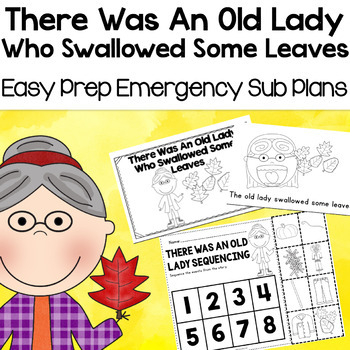 Preview of November Sub Plans | There Was An Old Lady Who Swallowed Some Leaves