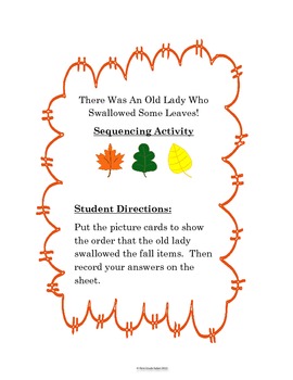 There Was An Old Lady Who Swallowed Some Leaves Sequence Activity