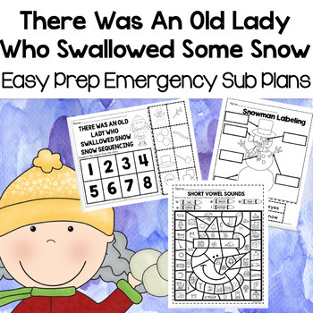 Preview of January Sub Plans There Was An Old Lady Who Swallowed Some Snow