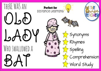 Preview of There Was An Old Lady Who Swallowed a Bat | Fall Halloween Reading Comprehension