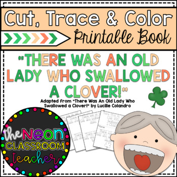 Preview of "There Was An Old Lady Who Swallowed a Clover" Cut, Trace & Color Printable Book