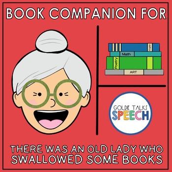 Preview of There Was an Old Lady Who Swallowed Some Books  Book Companion | Boom Cards