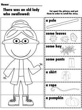 There Was an Old Lady Who Swallowed Some Leaves Fall Sequencing Activity