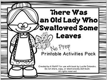 Preview of There Was an Old Lady Who Swallowed Some Leaves:  No-Prep Printables Pack