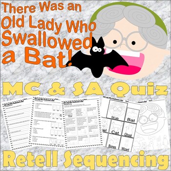 Preview of There Was an Old Lady Who Swallowed a Bat Reading Quiz Tests Story Sequencing