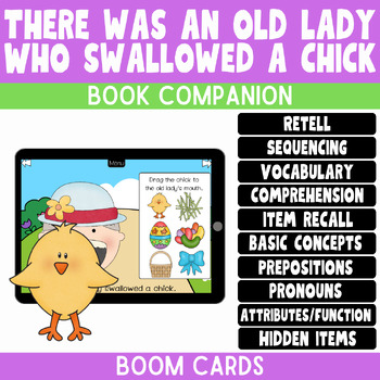 Preview of There Was an Old Lady Who Swallowed a Chick Book Companion| Boom Cards Speech