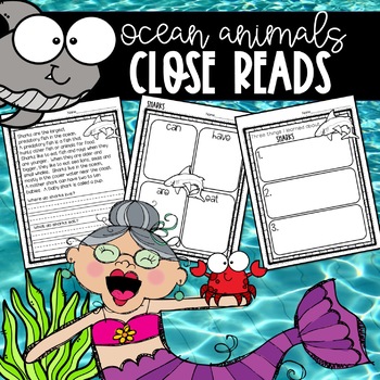 Preview of There Was an Old Mermaid: Ocean Animals Close Reading Unit