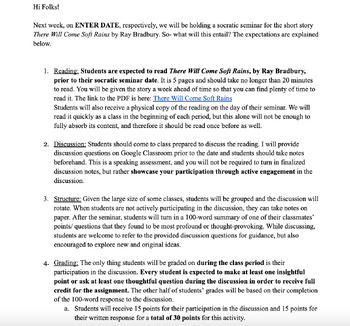 Preview of There Will Come Soft Rains: Close Reading & Socratic Seminar