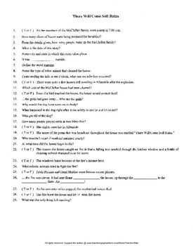 Preview of There Will Come Soft Rains Guided Reading Worksheet Crossword & Wordsearch