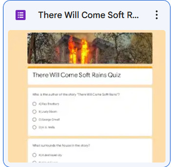 Preview of There Will Come Soft Rains Multiple Choice Quiz-Self Grading Google Form