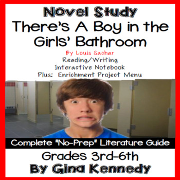 Preview of There's a Boy in the Girls' Bathroom Novel Study & Project Menu; Digital Option