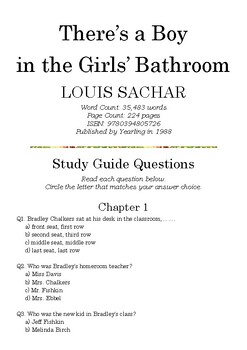 Preview of There’s a Boy in the Girls’ Bathroom by Louis Sachar; Multiple-Choice Quiz