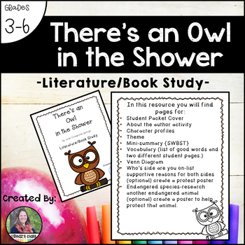 Preview of There's an Owl in the Shower: Literature Book Study