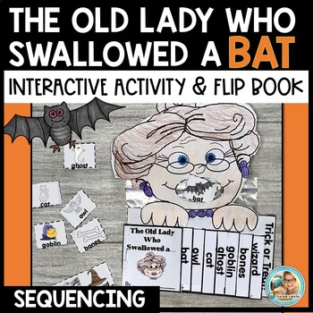 Preview of There was an Old Lady Who Swallowed a BAT Sequencing Interactive Flip Book