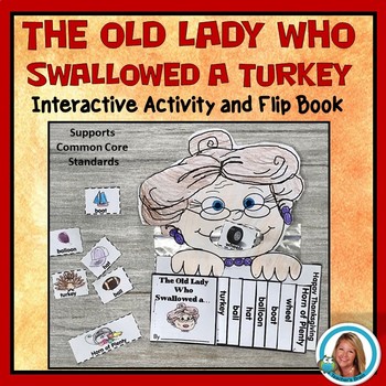 Preview of There was an Old Lady Who Swallowed a Turkey Sequencing Interactive Flip Book