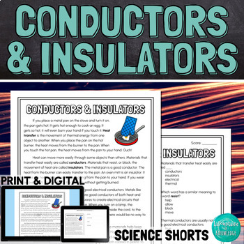 Preview of Conductors and Insulators Reading Comprehension Passage PRINT and DIGITAL
