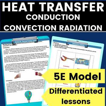 Preview of Thermal Energy worksheets 5E science Lesson Heat Transfer worksheets activities