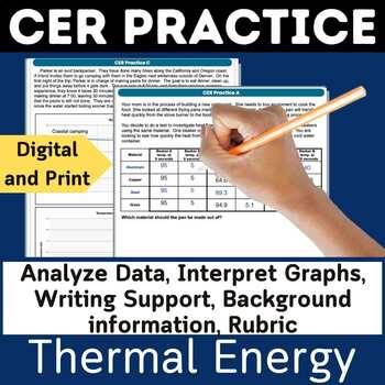 Preview of Claim Evidence Reasoning Practice Thermal Energy heat transfer worksheet CER