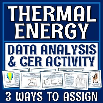 Preview of Thermal Energy Heat Activity CER and Data Analysis Stations and Worksheet