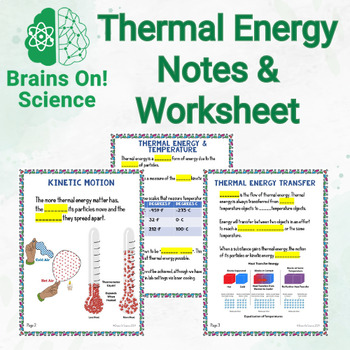 Preview of Thermal Energy Heat Transfer Notes, Slides Presentation, and Worksheet
