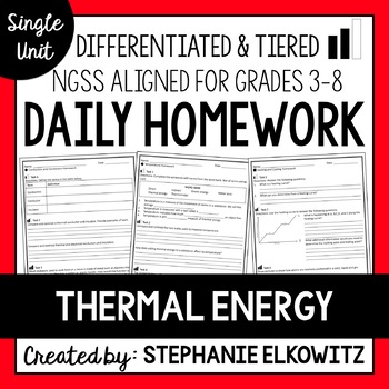Preview of Thermal Energy and Heat Homework | Printable & Digital