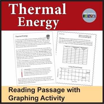 Preview of Thermal Energy Reading Passage Comprehension Graph 4th Grade NGSS Science
