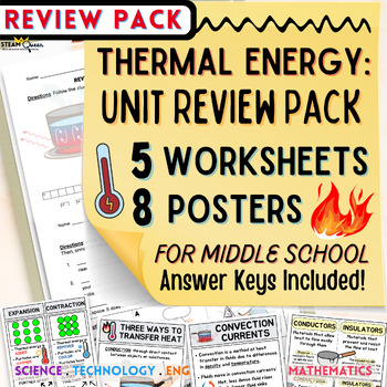 Preview of Thermal Energy Review Pack: Worksheets and Infographic Posters Middle School