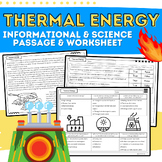 Thermal Energy:  Science Reading Passage & Worksheets for 