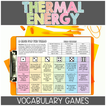 Preview of Thermal Energy Science Vocabulary Games Centers
