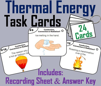 Preview of Thermal Energy Transfer Task Cards Activity: Convection, Conduction & Radiation