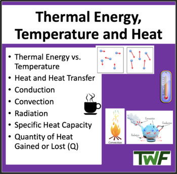 Thermal Energy, Temperature and Heat - Physics Lesson and Worksheet Package