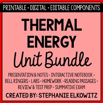 Preview of Thermal Energy and Heat Unit Bundle | Printable, Digital & Editable Components