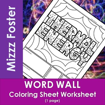 Preview of Thermal Energy Word Wall Coloring Sheet (1 pg.)