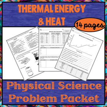 Preview of Thermal Energy and Heat Physical Science Worksheet Packet